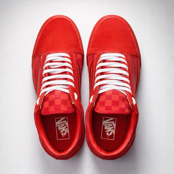 Vans Other - Vans Old Skool Tonal Toro Red Checkered Sneakers Canvas/Suede Men’s Size 9.5